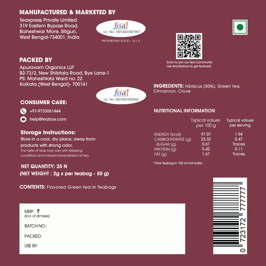 Hibiscus Cinnamon Clove Green (Teabags) - Image 9